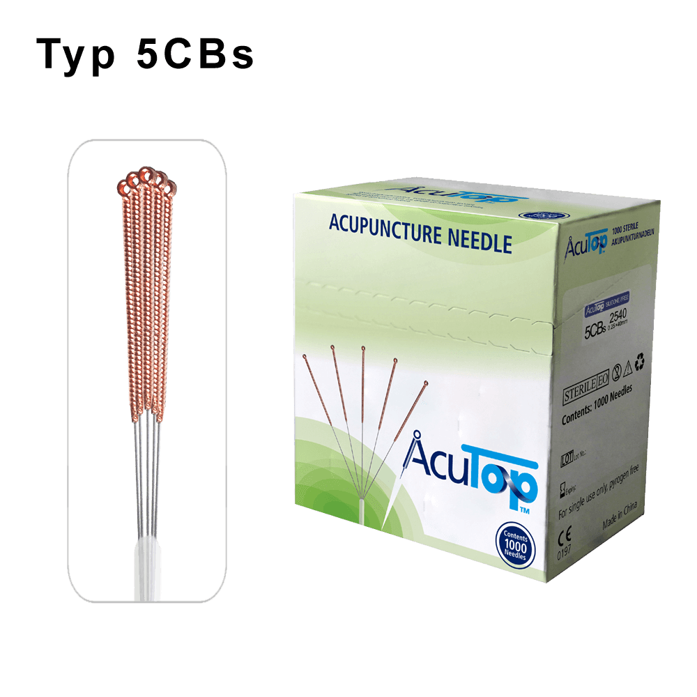 AcuTop® Aghi per Agopuntura, Tipo 5CBs: Manico a spirale in rame, senza silicone (non rivestito)