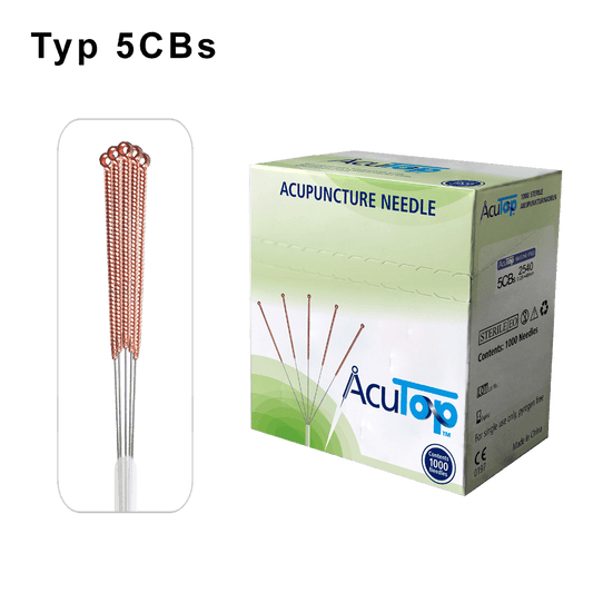 AcuTop® Aghi per Agopuntura, Tipo 5CBs: Manico a spirale in rame, senza silicone (non rivestito)