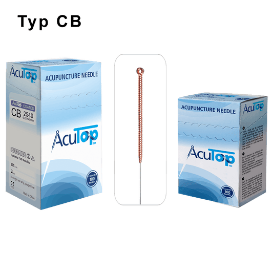 Aghi per Agopuntura Acutop Tipo CB, Manico a Spirale in Rame, rivestito in Silicone.
